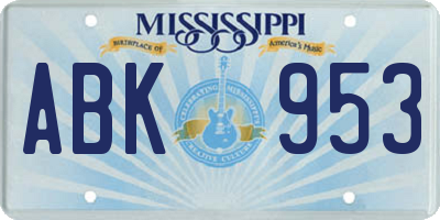 MS license plate ABK953