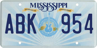 MS license plate ABK954