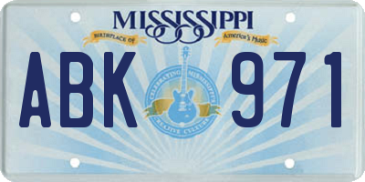 MS license plate ABK971