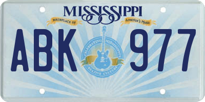 MS license plate ABK977