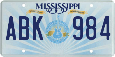 MS license plate ABK984