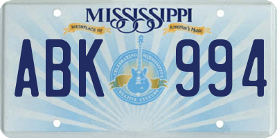 MS license plate ABK994