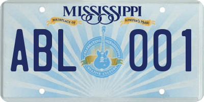 MS license plate ABL001