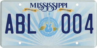 MS license plate ABL004