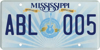 MS license plate ABL005
