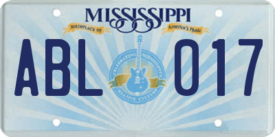 MS license plate ABL017