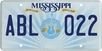 MS license plate ABL022