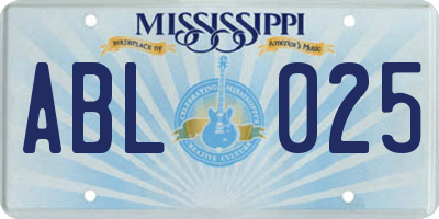 MS license plate ABL025