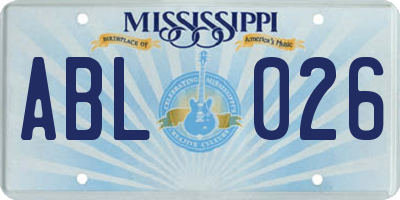MS license plate ABL026