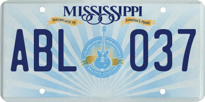 MS license plate ABL037