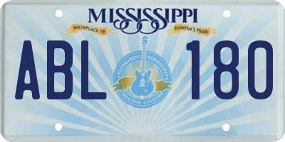 MS license plate ABL180