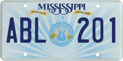 MS license plate ABL201