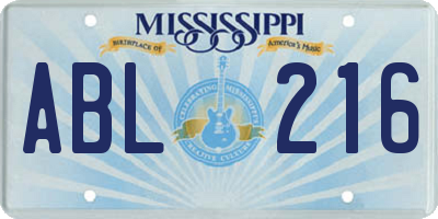 MS license plate ABL216