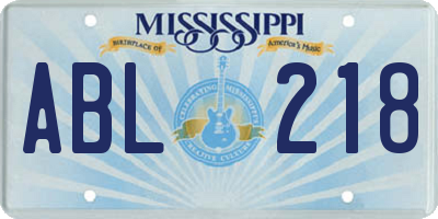 MS license plate ABL218