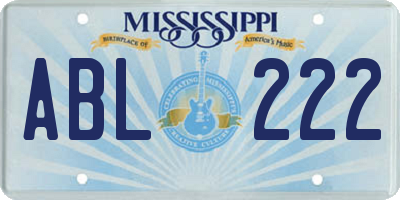 MS license plate ABL222