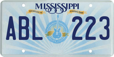 MS license plate ABL223