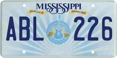 MS license plate ABL226
