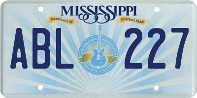 MS license plate ABL227