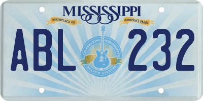 MS license plate ABL232