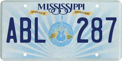 MS license plate ABL287