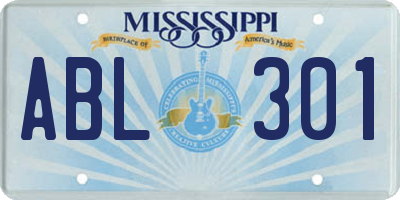 MS license plate ABL301