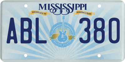 MS license plate ABL380