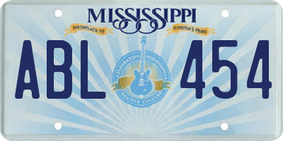 MS license plate ABL454