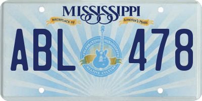 MS license plate ABL478