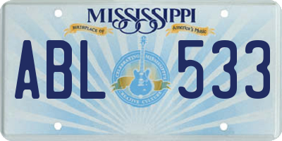 MS license plate ABL533