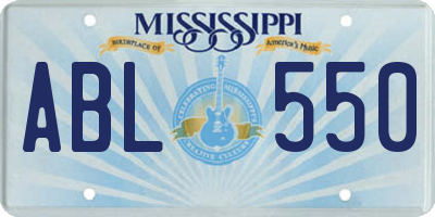 MS license plate ABL550