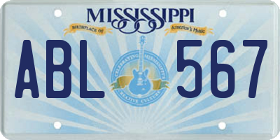 MS license plate ABL567
