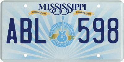MS license plate ABL598