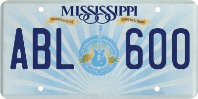 MS license plate ABL600
