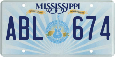 MS license plate ABL674