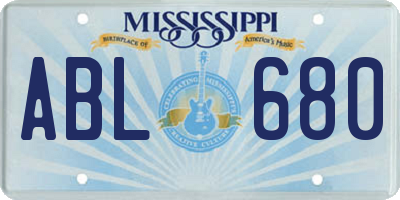 MS license plate ABL680