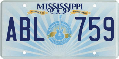 MS license plate ABL759