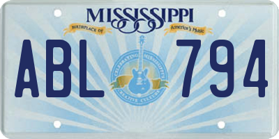 MS license plate ABL794