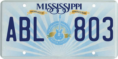 MS license plate ABL803