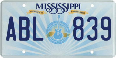 MS license plate ABL839