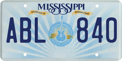 MS license plate ABL840