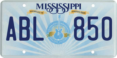 MS license plate ABL850