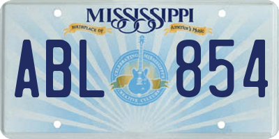 MS license plate ABL854