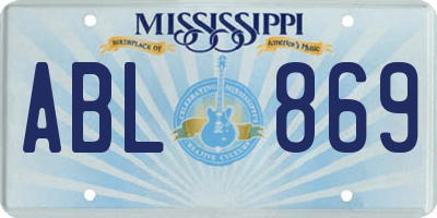 MS license plate ABL869
