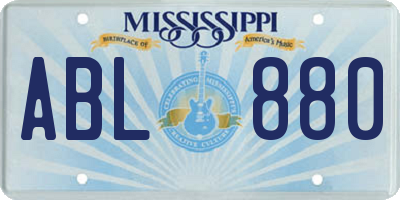 MS license plate ABL880