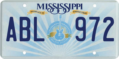 MS license plate ABL972