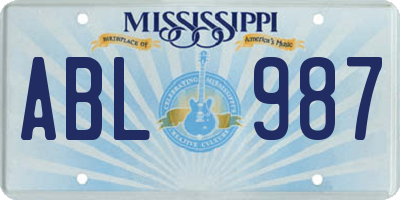 MS license plate ABL987
