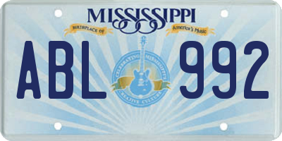 MS license plate ABL992