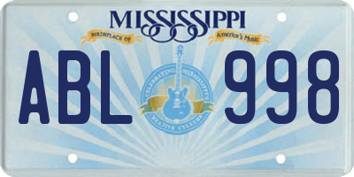 MS license plate ABL998
