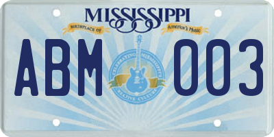 MS license plate ABM003