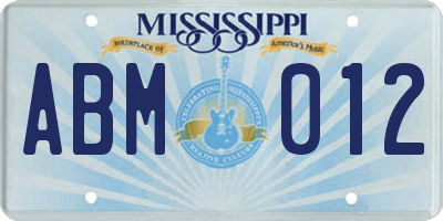MS license plate ABM012